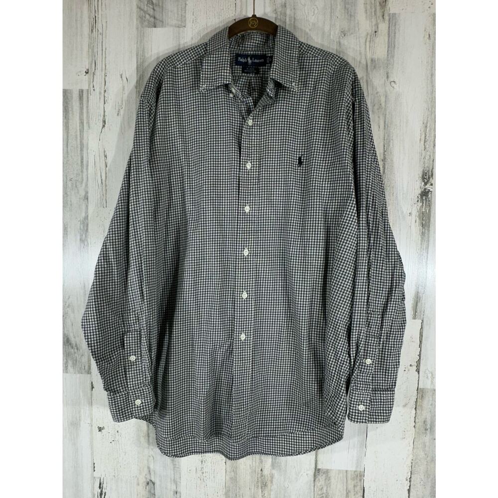 Ralph Lauren Mens Blake Button Up Size Large Black White Shepherd‎ Check Vintage